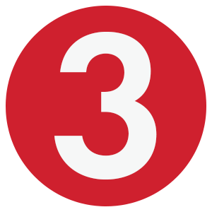 Red circle with the number three inside of it